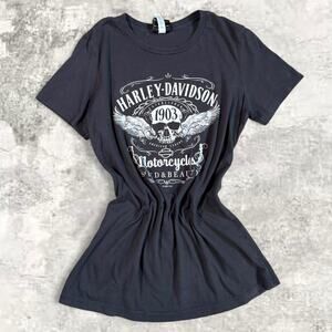 Harley davidson black tee size L grunge emo punk biker USA made